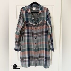 Caslon Striped Dress Shirt with Blue Pink and Gray Tones